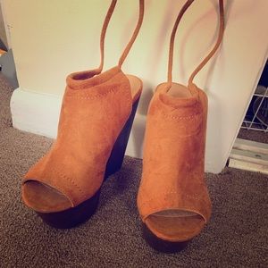 Tan suede wedges